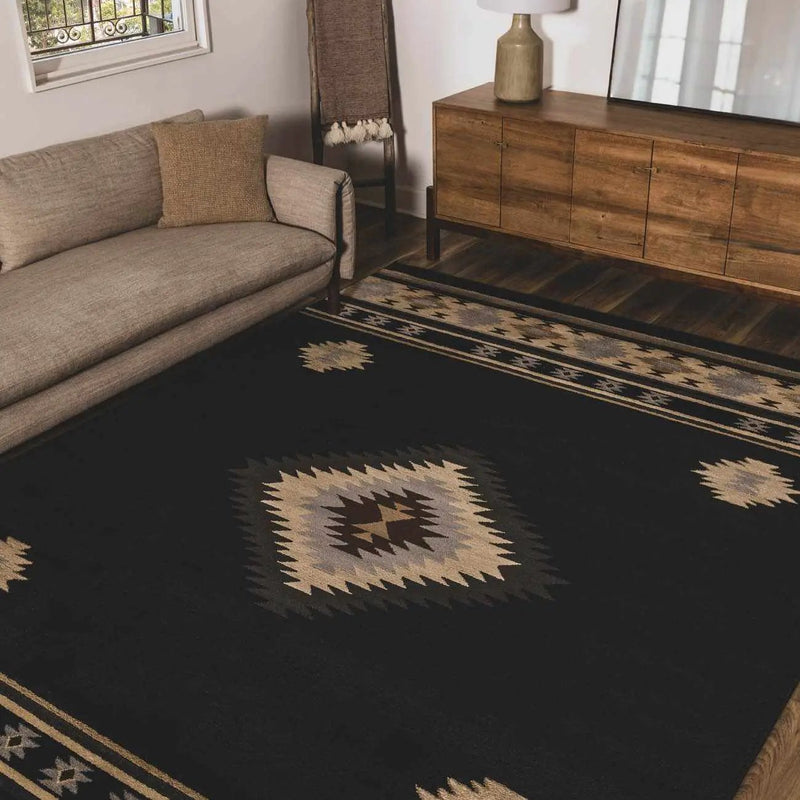Buckhaven Black Southwestern Area Rug by Boutique Rugs