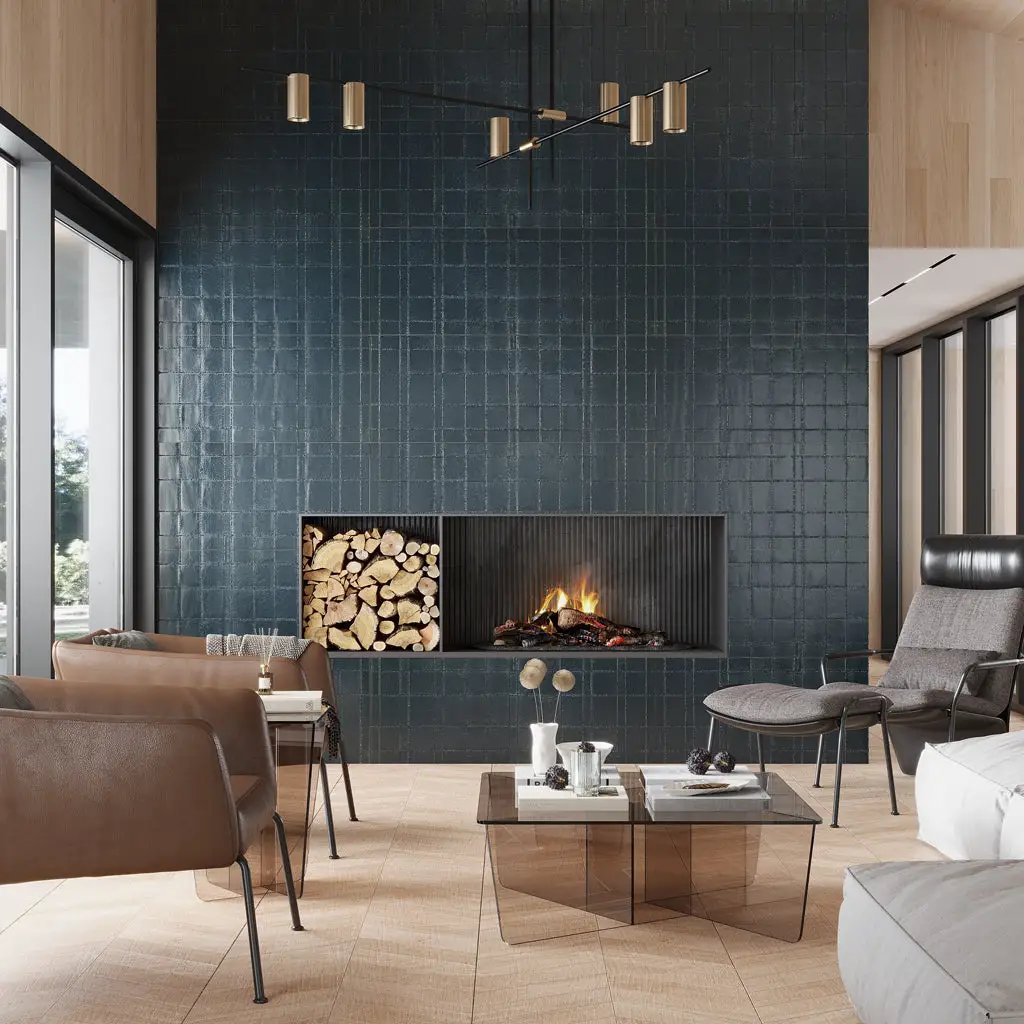Maastricht Blue 18x48 Textured Ceramic Large Format Tile (3 pack, 17.23 sq ft/case) by Apollo Tile