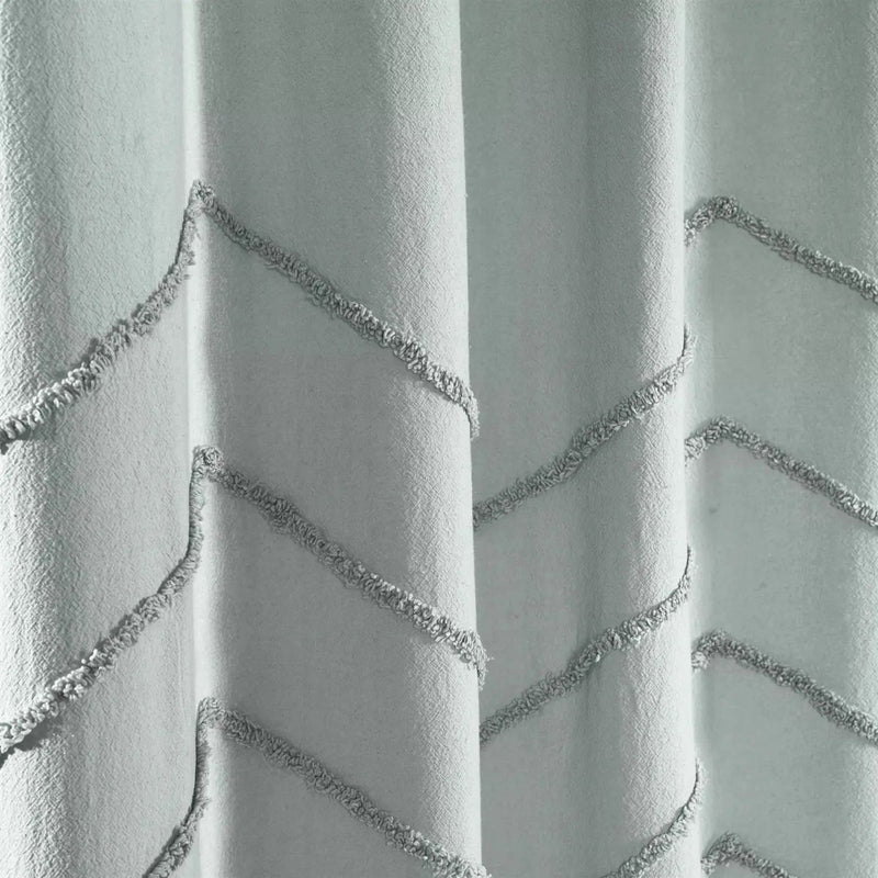 72-inch Pastel Blue Chenille Cotton Shower Curtain with Chevron Pattern by HomePacific