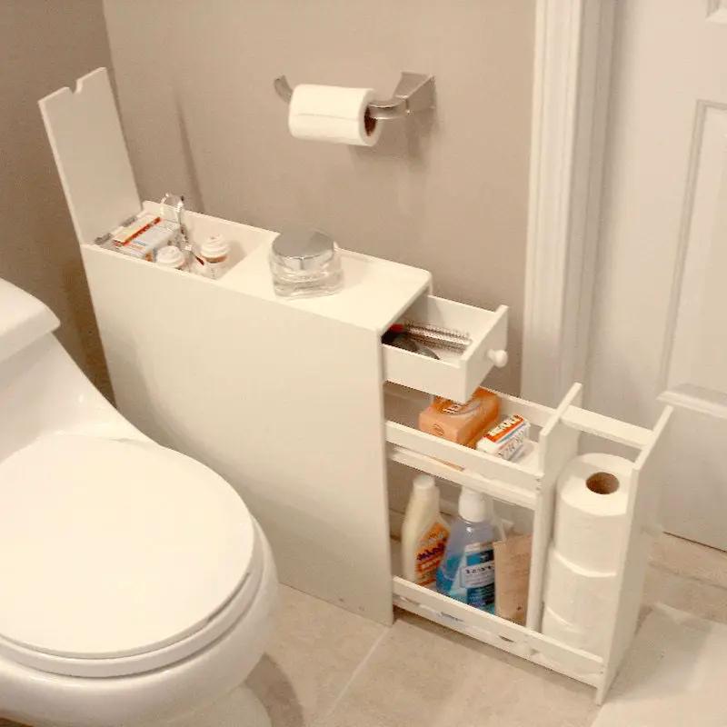 Space Saving Bathroom Floor Cabinet in White Wood Finish by HomePacific