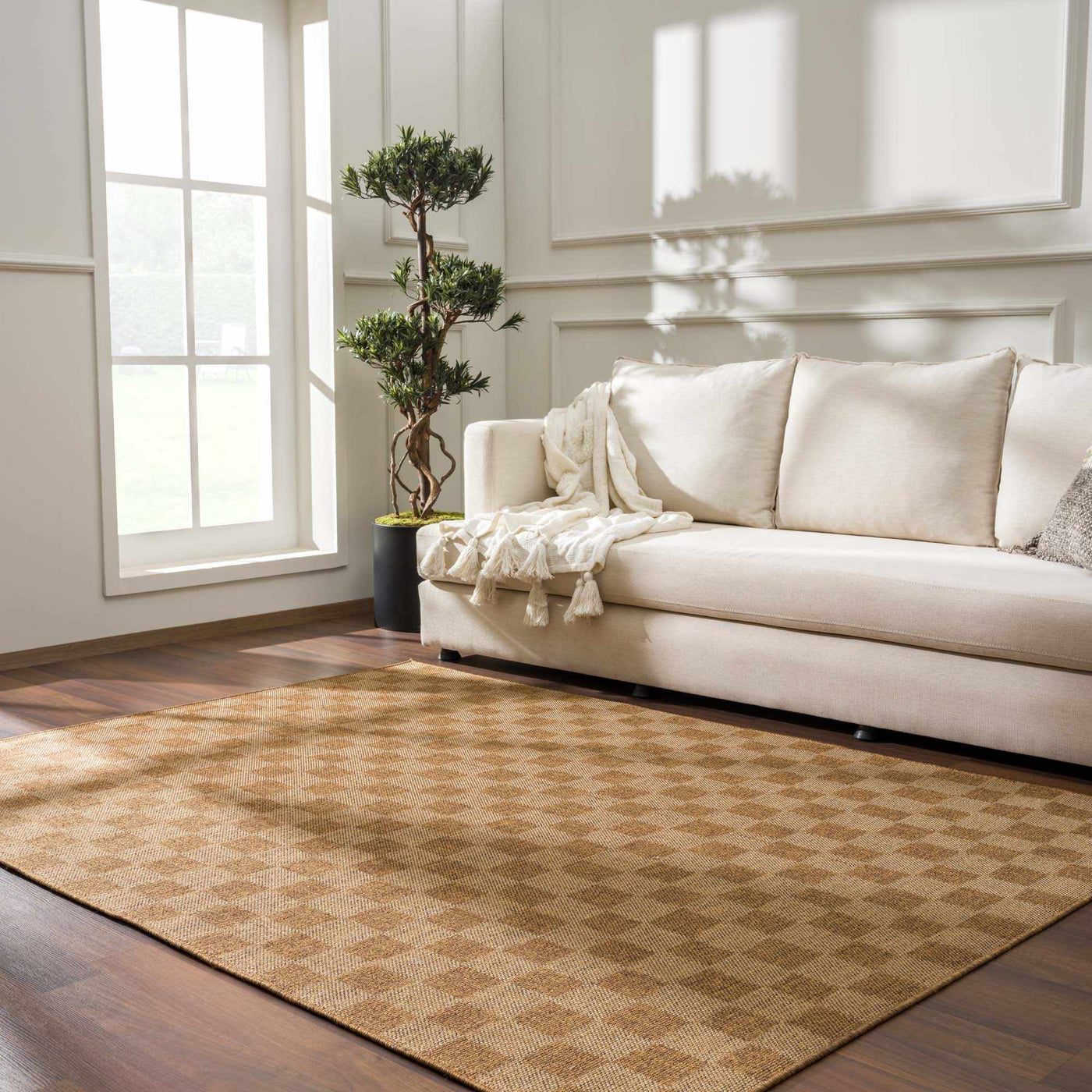 Kuval Checkered Brown Outdoor Rug by Boutique Rugs