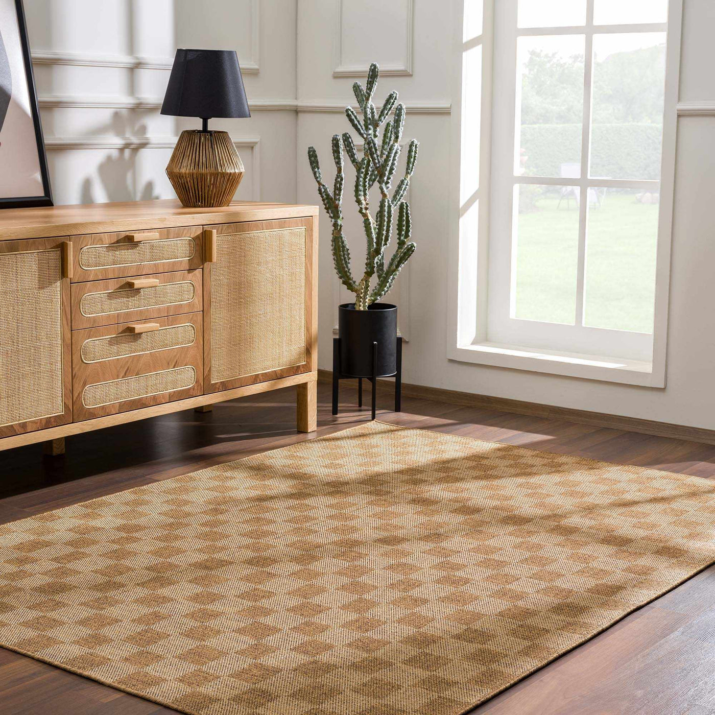 Kuval Checkered Brown Outdoor Rug by Boutique Rugs