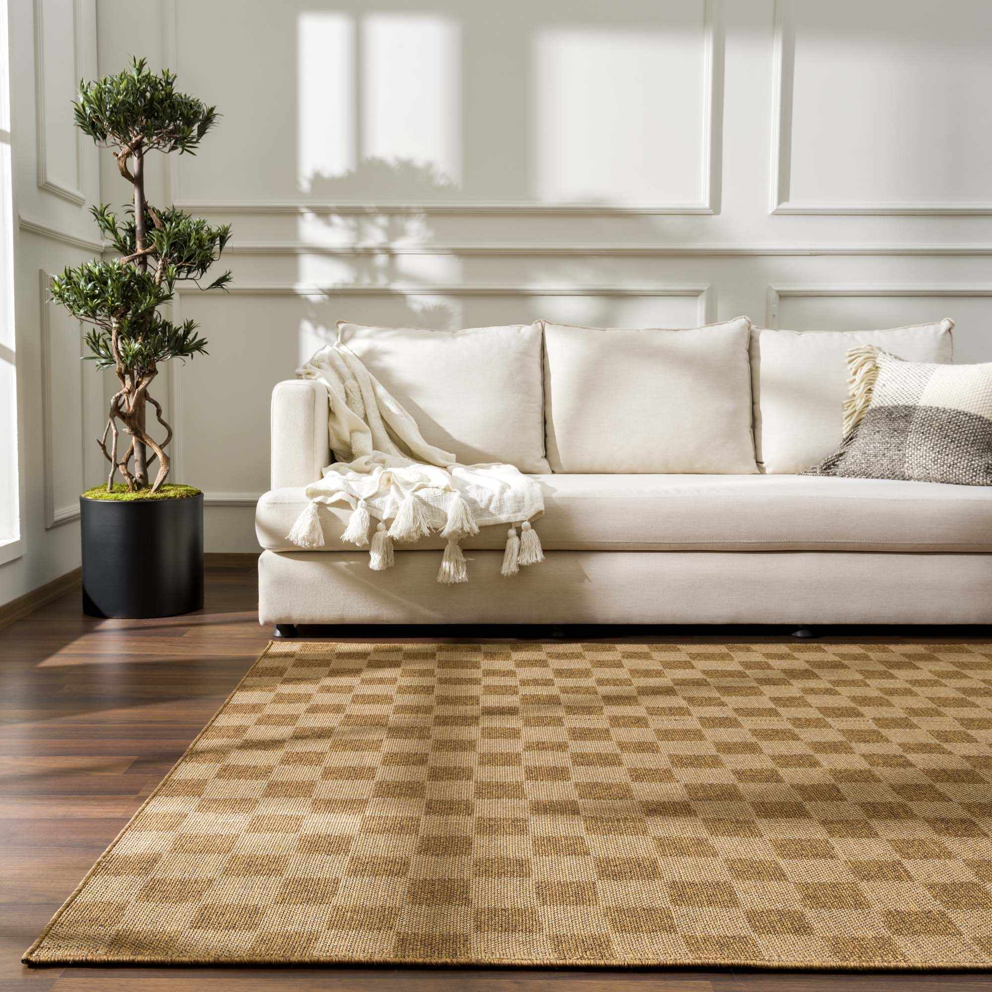 Kuval Checkered Brown Outdoor Rug by Boutique Rugs
