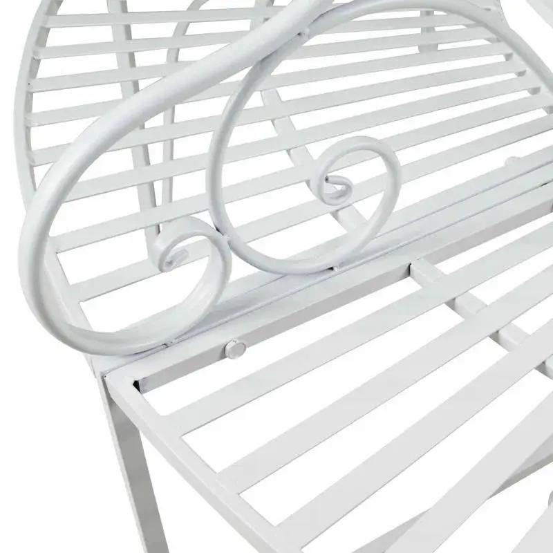 Half-Circle White Metal Outdoor Patio Garden Tree Bench by HomePacific