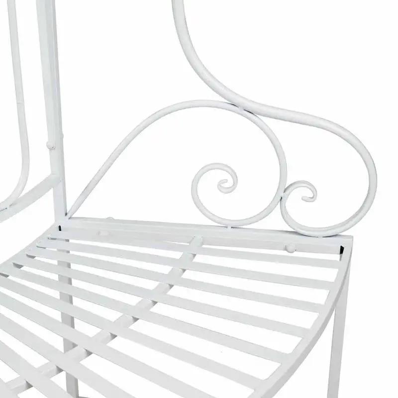 Half-Circle White Metal Outdoor Patio Garden Tree Bench by HomePacific