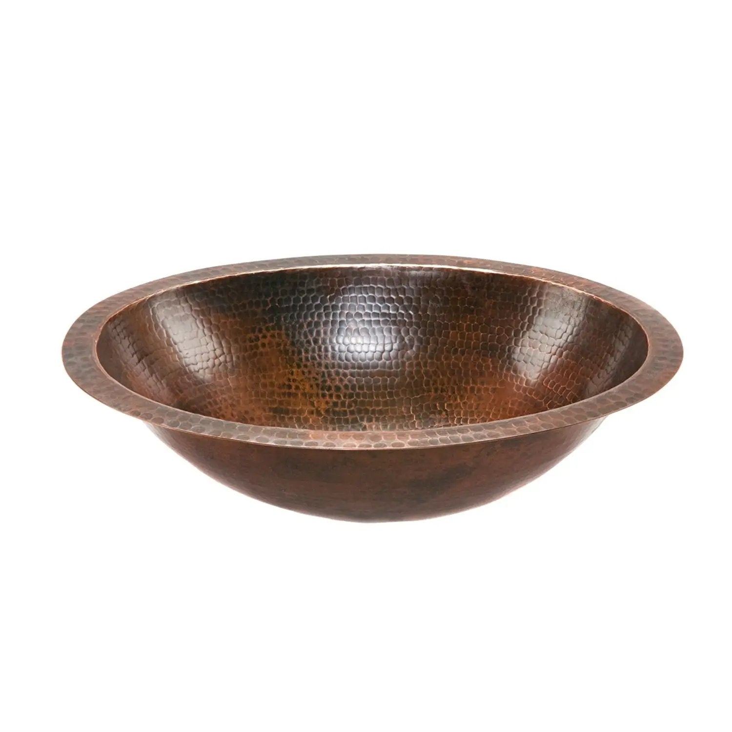 Oval Hammered Copper Bathroom Vessel Sink 17 x 12 inch by HomePacific