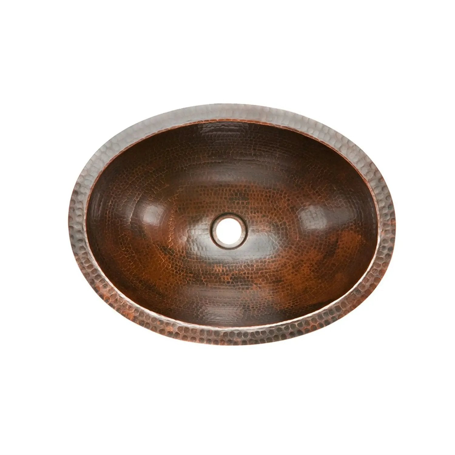 Oval Hammered Copper Bathroom Vessel Sink 17 x 12 inch by HomePacific