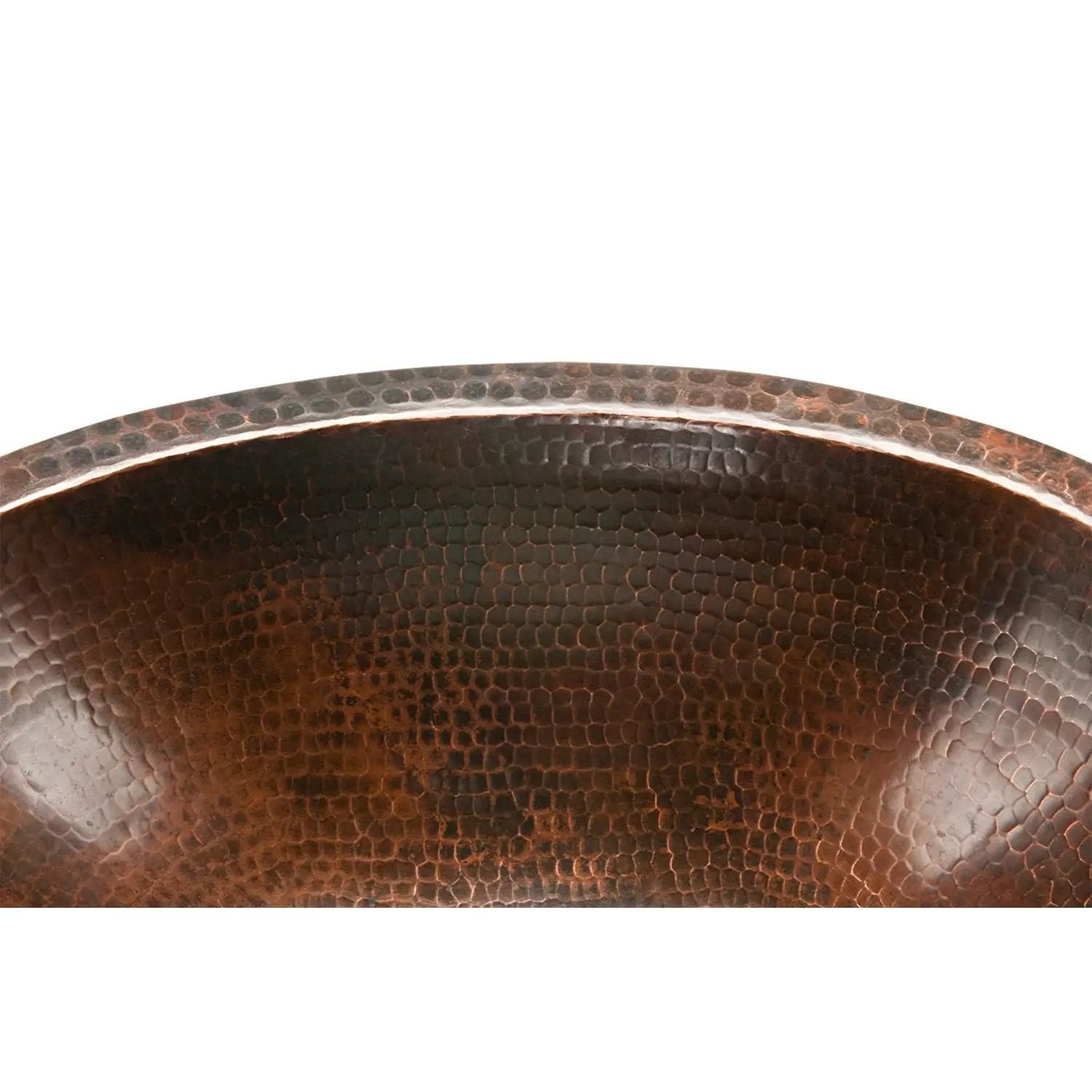 Oval Hammered Copper Bathroom Vessel Sink 17 x 12 inch by HomePacific