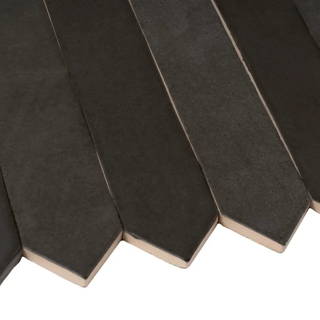 Black 2x10 Matte Picket Ceramic Tile (23 pack, 2.37 sq ft/case) by Apollo Tile