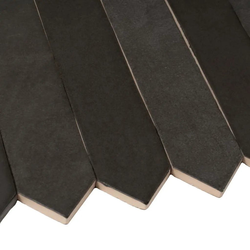 Black 2x10 Matte Picket Ceramic Tile (23 pack, 2.37 sq ft/case) by Apollo Tile