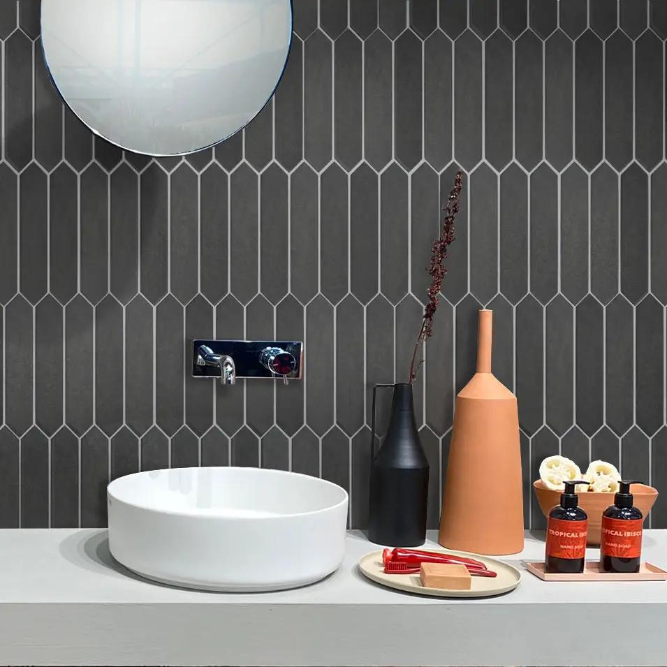Black 2x10 Matte Picket Ceramic Tile (23 pack, 2.37 sq ft/case) by Apollo Tile