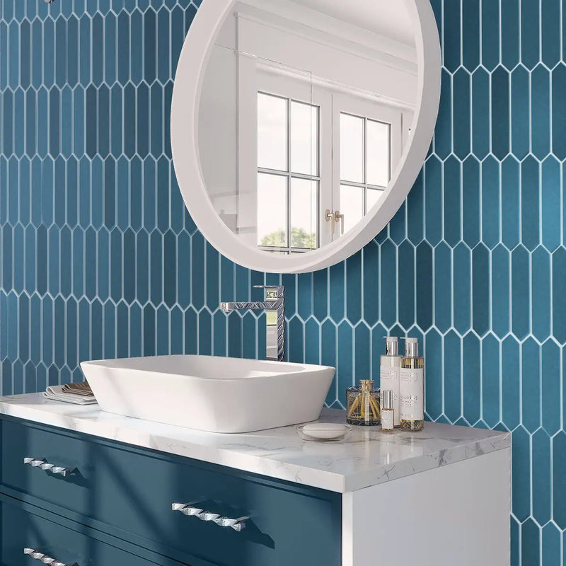Teal Blue 2x10 Matte Picket Ceramic Tile (23 pack, 2.37 sq ft/case) by Apollo Tile