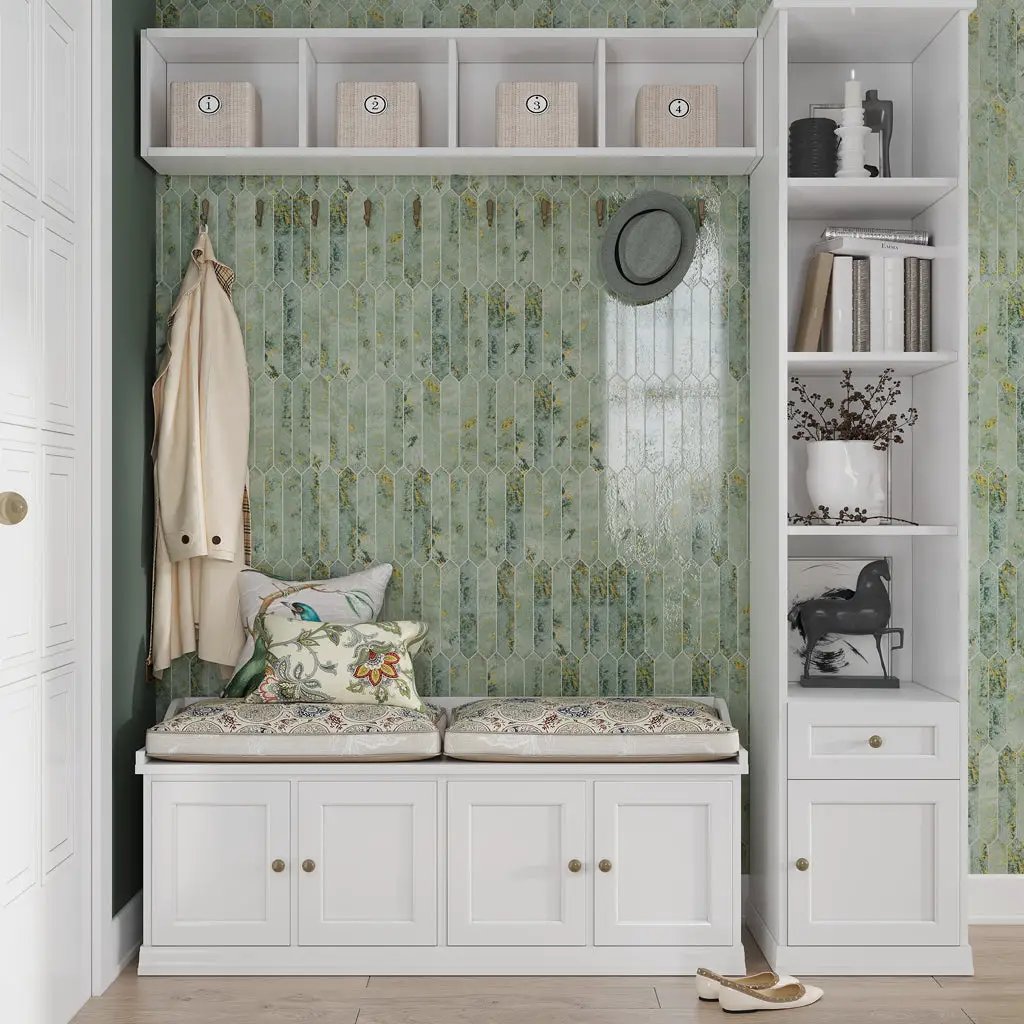 Moss Green 2x10 Glossy Picket Ceramic Tile (23 pack, 2.37 sq ft/case) by Apollo Tile