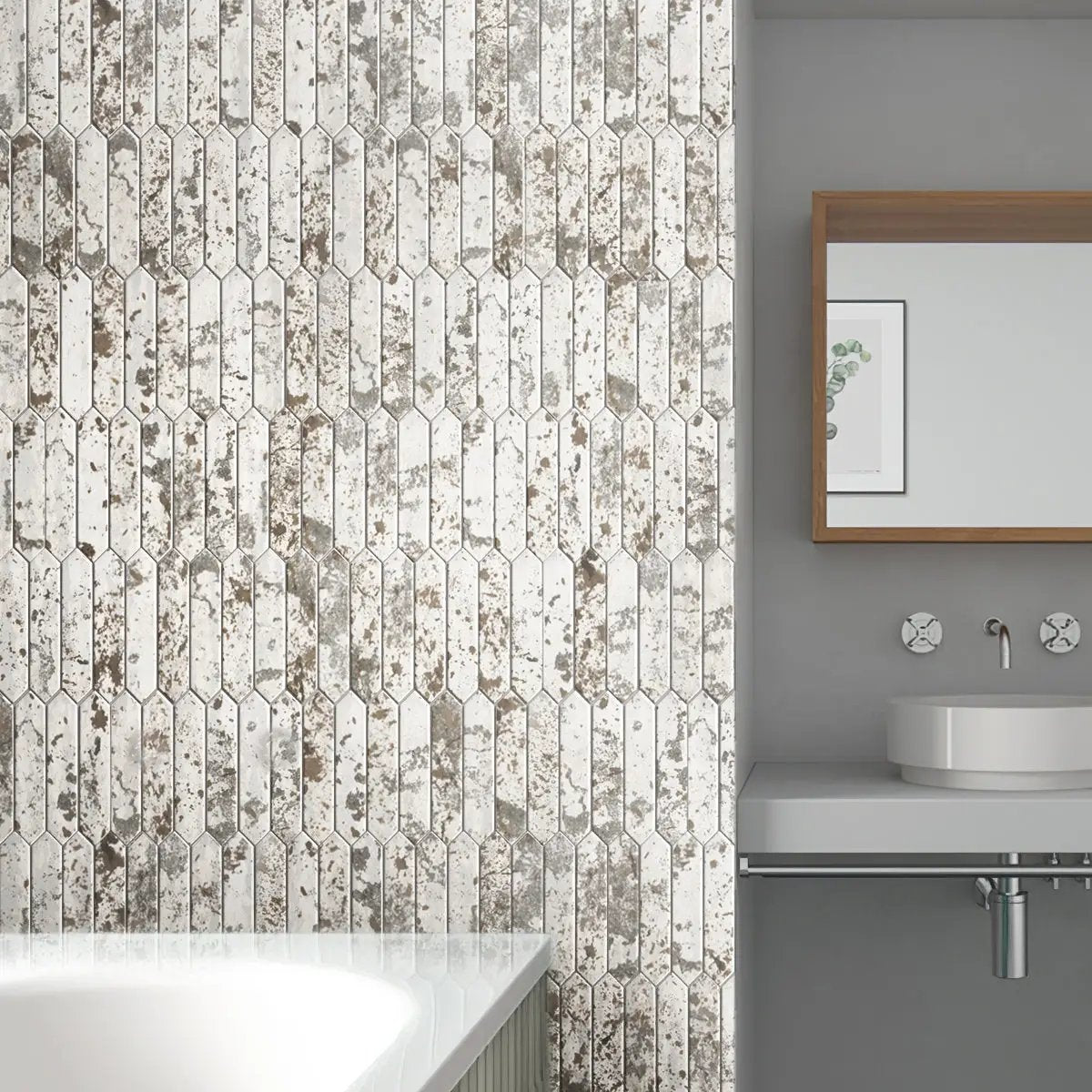 Cotton White 2x10 Picket Glossy Ceramic Tile (23 pack, 2.37 sq ft/case) by Apollo Tile