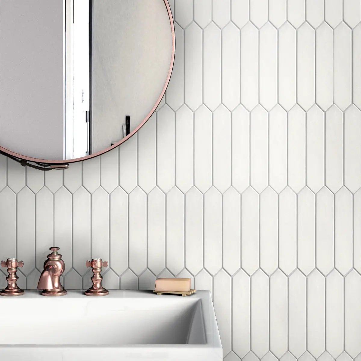 Cotton White 2x10 Matte Picket Ceramic Tile (23 pack, 2.37 sq ft/case) by Apollo Tile