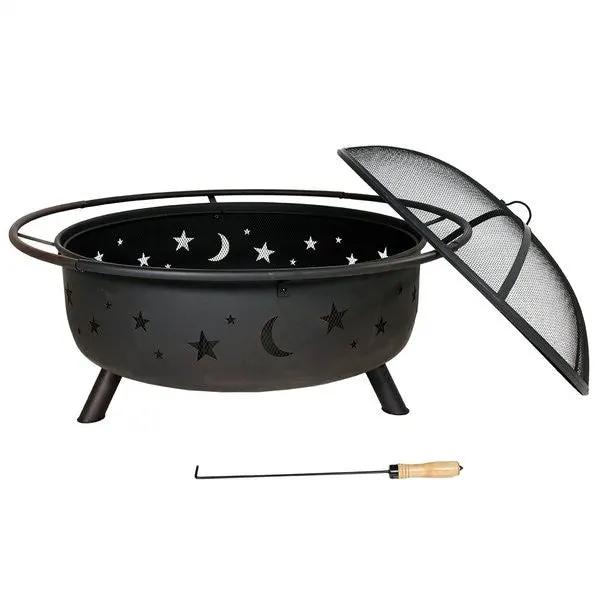 Steel Wood Burning Fire Pit with Spark Screen by HomePacific