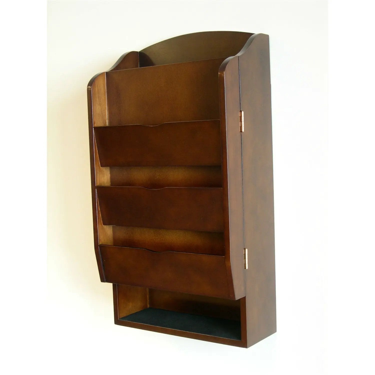 Door / Wall Mount Organizer Letter Holder Mail Sorter in Dark Walnut by HomePacific