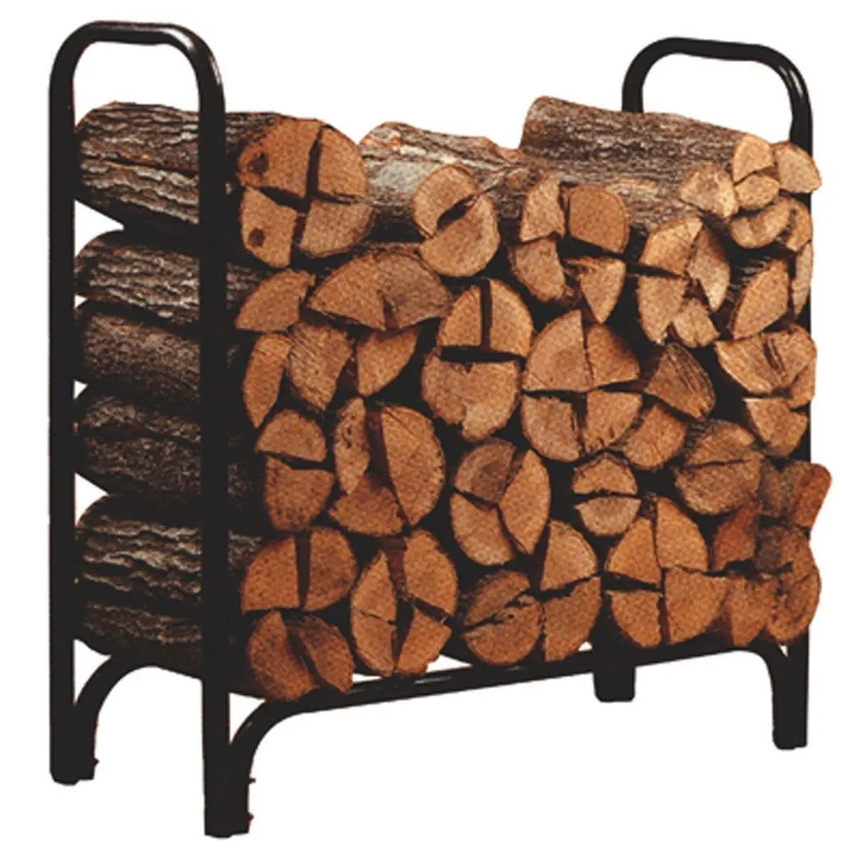 Black Powder Coated Steel Firewood Log Rack - 4ft by HomePacific