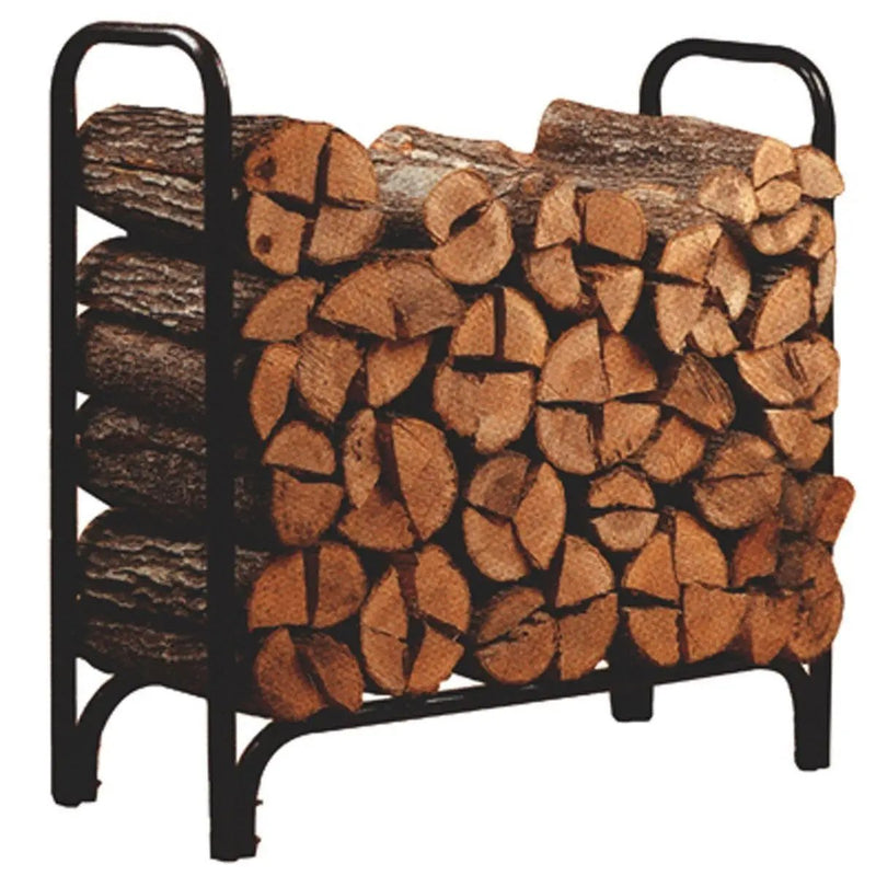 Black Powder Coated Steel Firewood Log Rack - 4ft by HomePacific