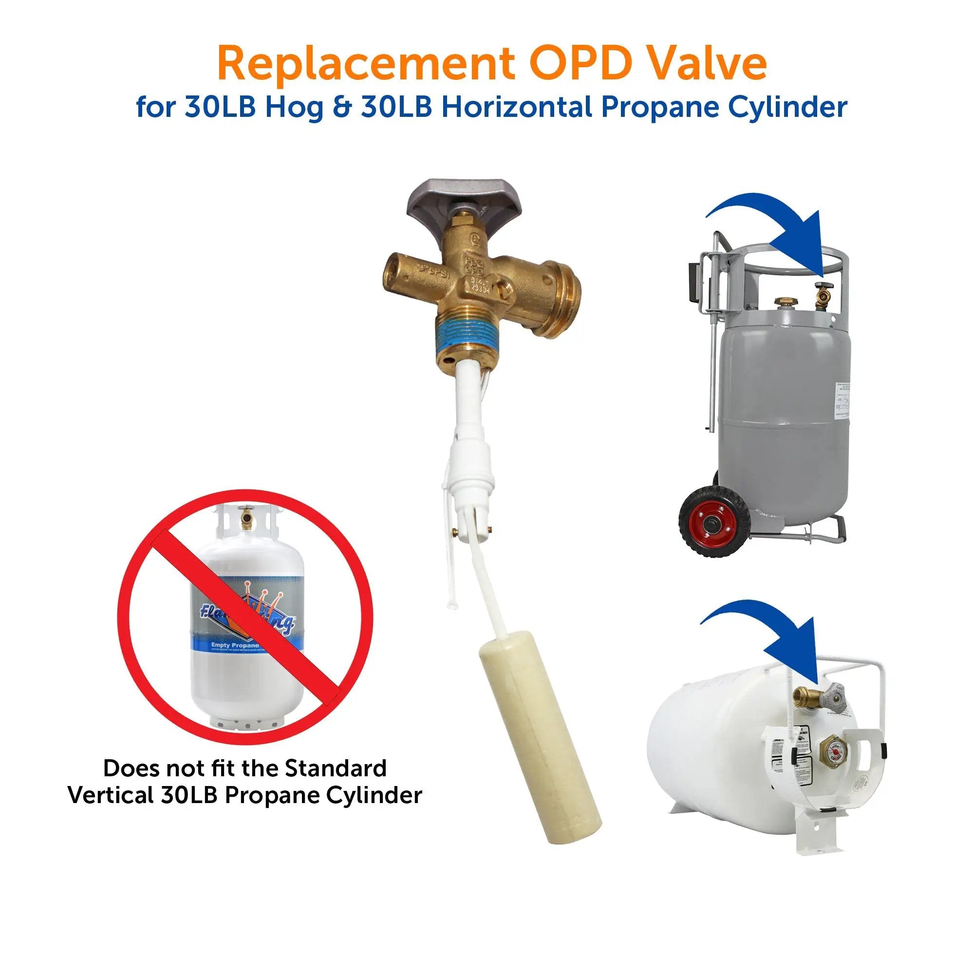 Flame King 30lb OPD Valve For Hog or Horizontal Propane Cylinder by Flame King Products