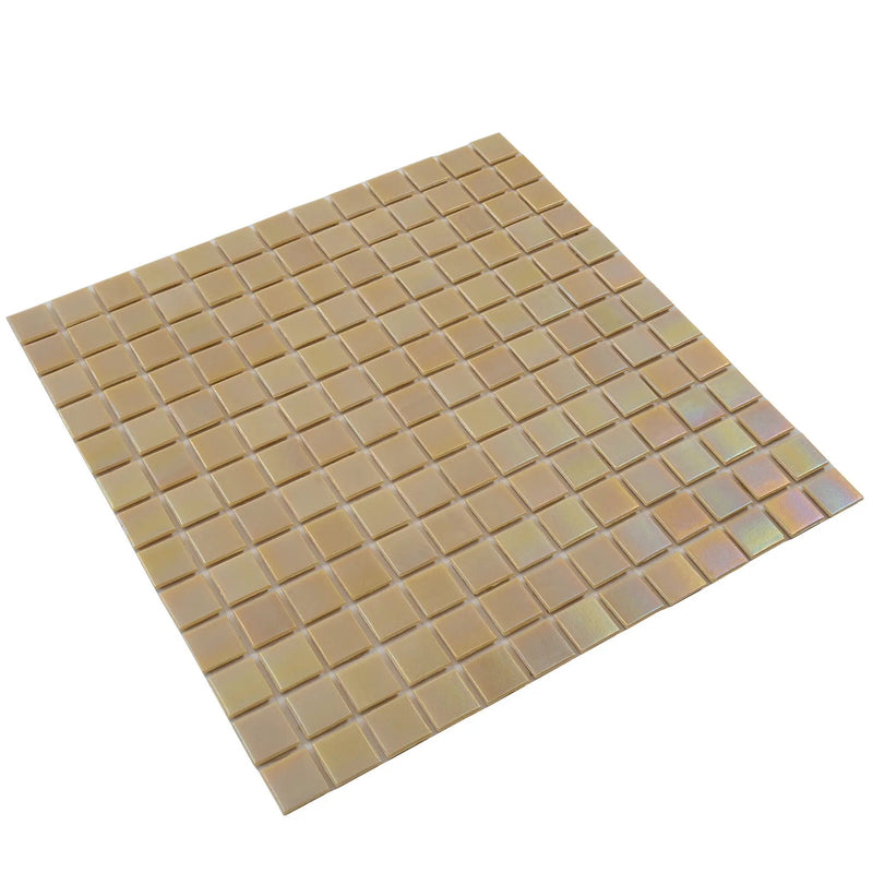 Beige 12x12 Uniform Square Glossy Glass Mosaic Tile (20 pack, 20 sq ft/case) by Apollo Tile
