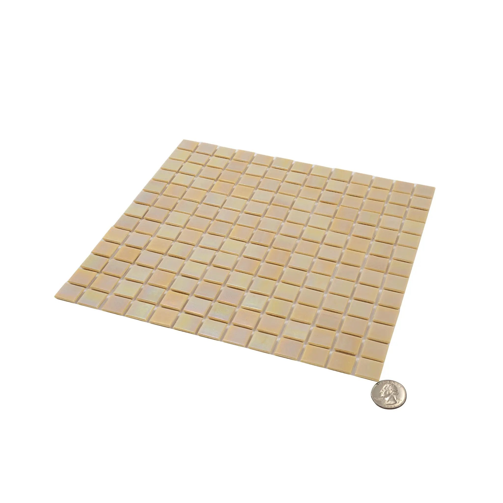 Beige 12x12 Uniform Square Glossy Glass Mosaic Tile (20 pack, 20 sq ft/case) by Apollo Tile