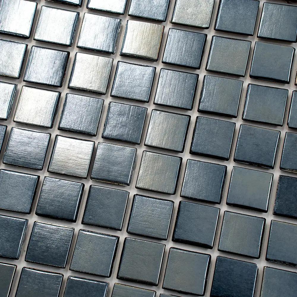 Shimmer Black 12x12 Glossy Uniform Square Glass Mosaic Tile (20 pack, 20 sq ft/case) by Apollo Tile