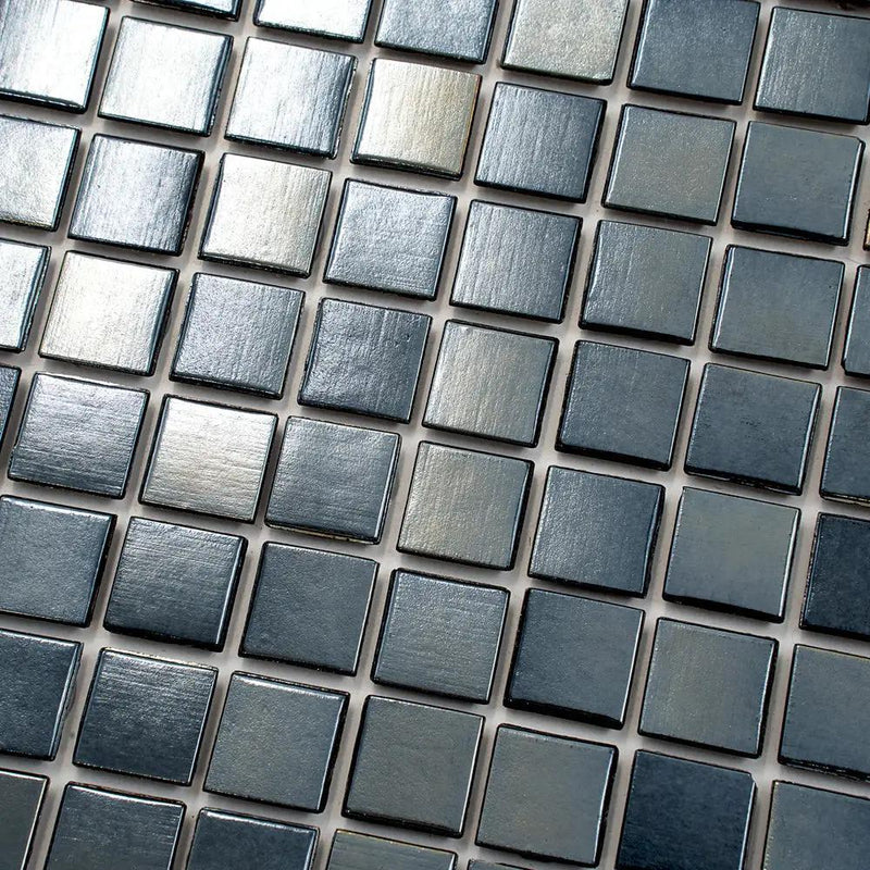Shimmer Black 12x12 Glossy Uniform Square Glass Mosaic Tile (20 pack, 20 sq ft/case) by Apollo Tile