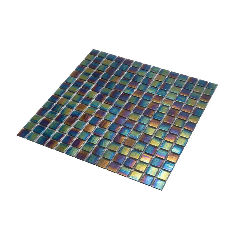 Black Iridescence 12x12 Glossy Uniform Square Glass Mosaic Tile (20 pack, 20 sq ft/case) by Apollo Tile
