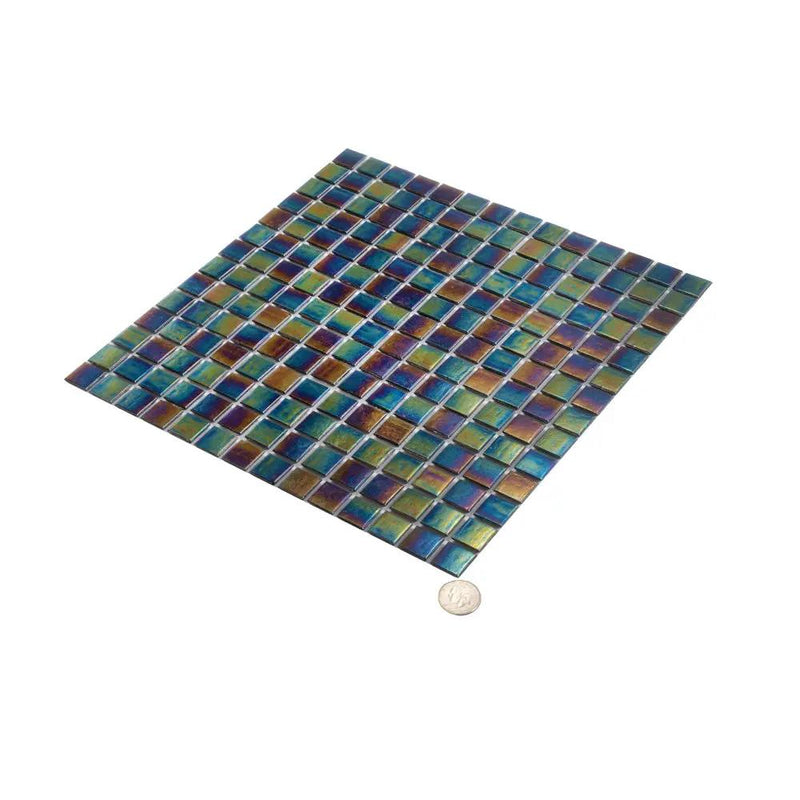 Black Iridescence 12x12 Glossy Uniform Square Glass Mosaic Tile (20 pack, 20 sq ft/case) by Apollo Tile