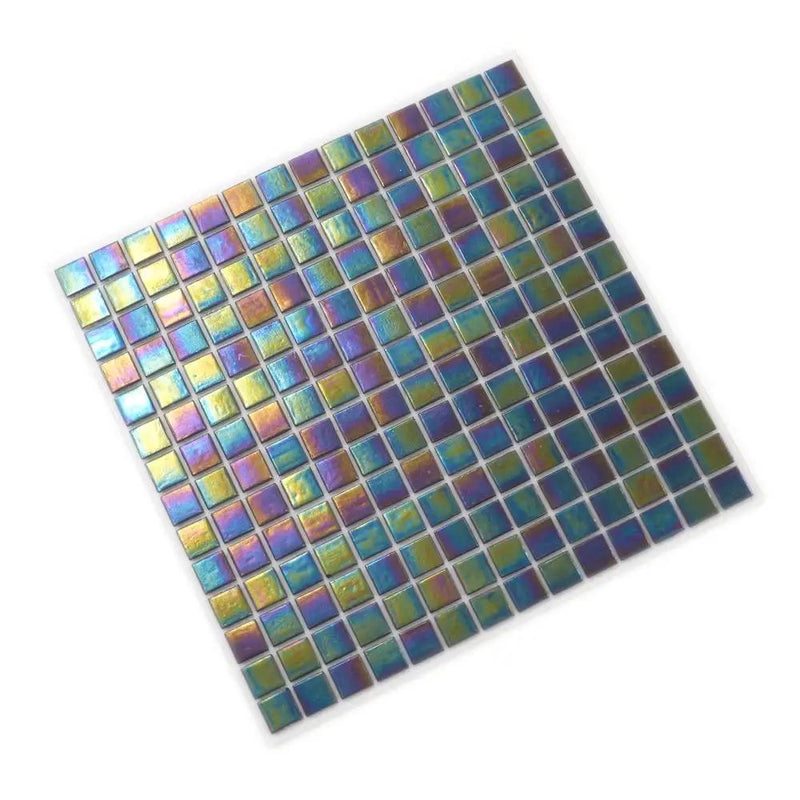 Black Iridescence 12x12 Glossy Uniform Square Glass Mosaic Tile (20 pack, 20 sq ft/case) by Apollo Tile