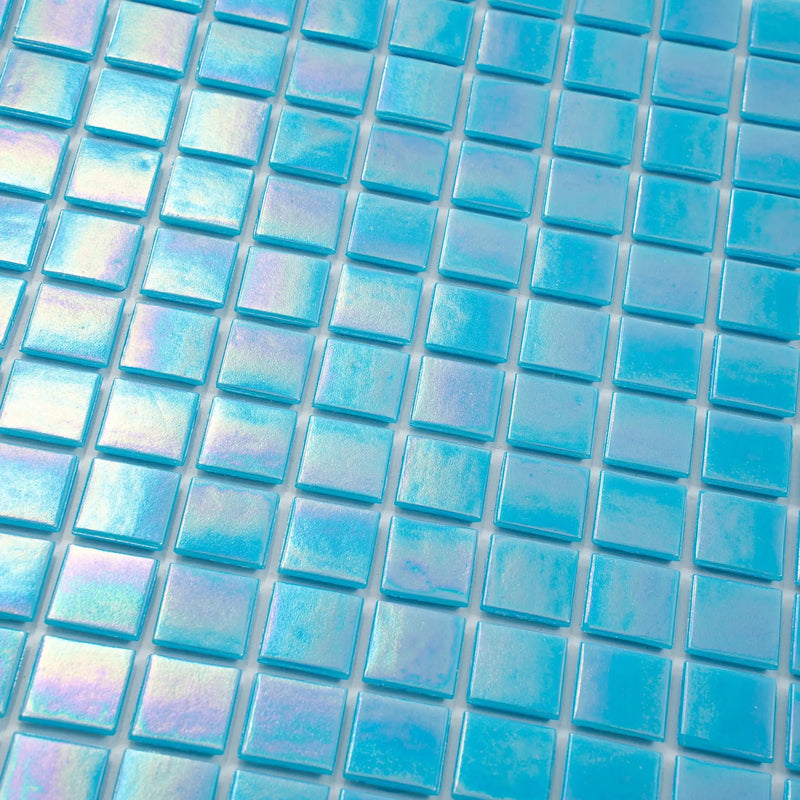 Turquoise Blue 12x12 Glossy Uniform Square Glass Mosaic Tile (20 pack, 20 sq ft/case) by Apollo Tile