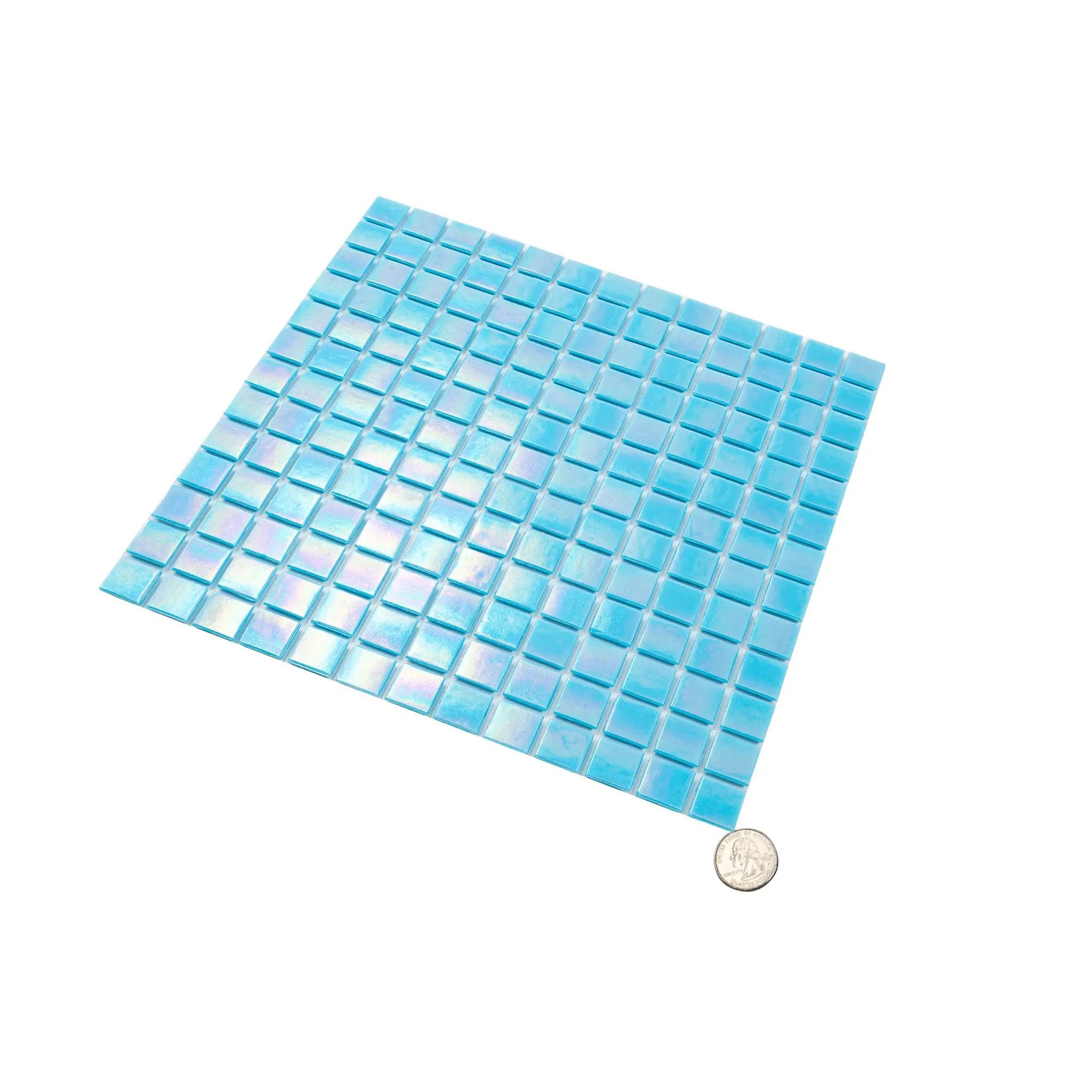 Turquoise Blue 12x12 Glossy Uniform Square Glass Mosaic Tile (20 pack, 20 sq ft/case) by Apollo Tile