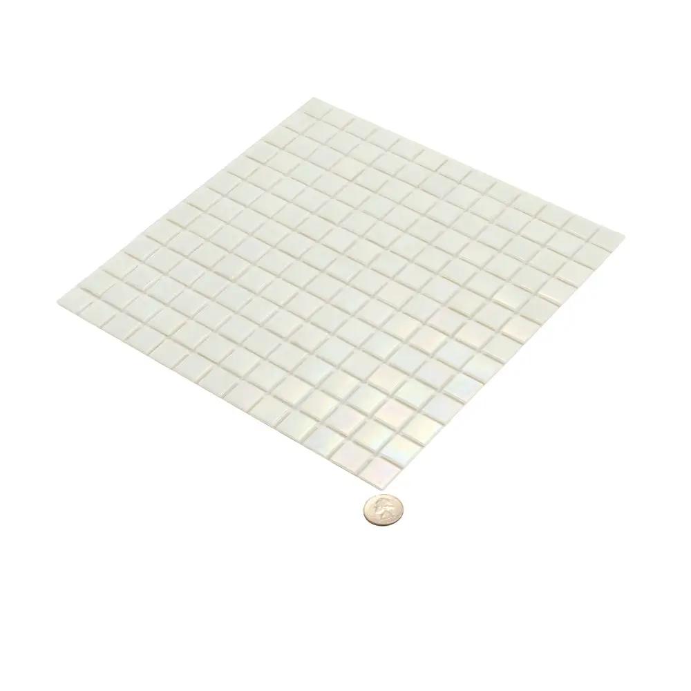 Cotton White 12x12 Uniform Square Glossy Glass Mosaic Tile (20 pack, 20 sq ft/case) by Apollo Tile