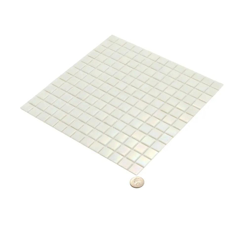 Cotton White 12x12 Uniform Square Glossy Glass Mosaic Tile (20 pack, 20 sq ft/case) by Apollo Tile