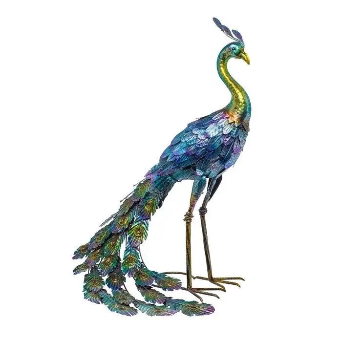 Outdoor Garden Metal Blue/Green Peacock Statue by HomePacific