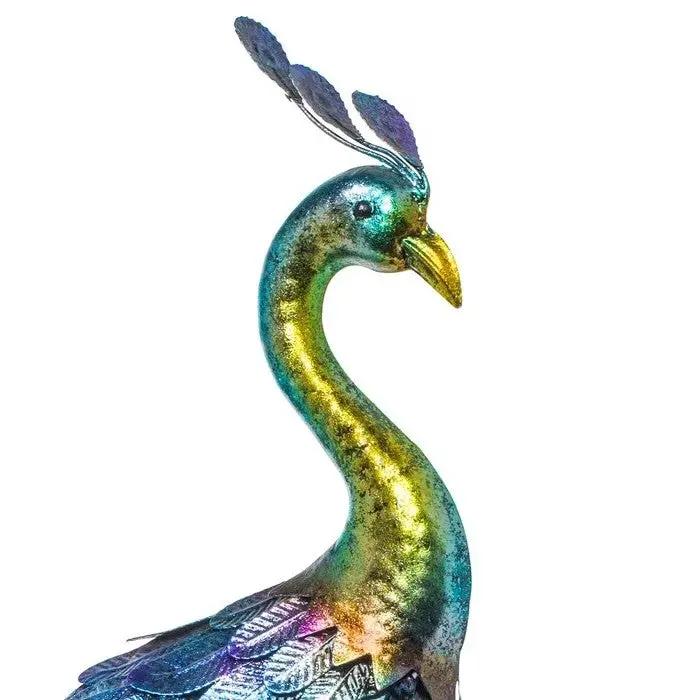 Outdoor Garden Metal Blue/Green Peacock Statue by HomePacific