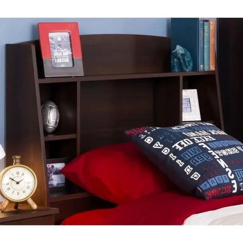 Twin size Bookcase Storage Headboard in Espresso Wood Finish by HomePacific