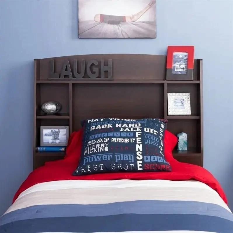 Twin size Bookcase Storage Headboard in Espresso Wood Finish by HomePacific