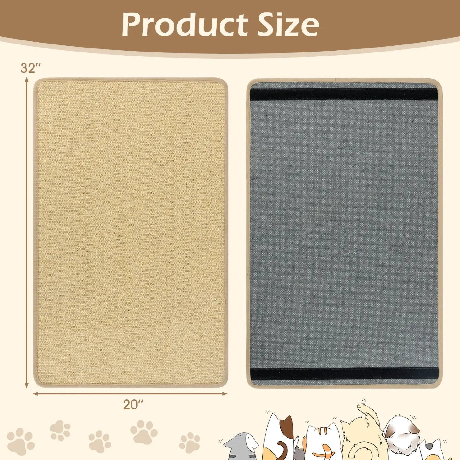 2 Piece Cat Scratcher Mat Set 32 x 20 Inch Natural Sisal Pads by DirectDeals