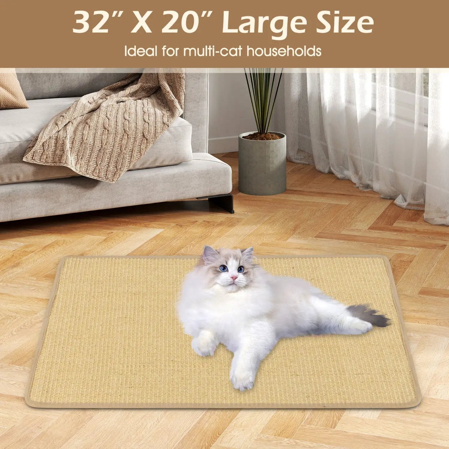 4 Pieces Cat Scratcher Mat Set 32 x 20 Inch Pads for Cats by DirectDeals