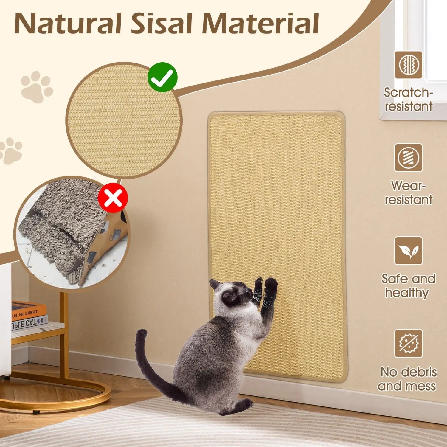 4 Pieces Cat Scratcher Mat Set 32 x 20 Inch Pads for Cats by DirectDeals
