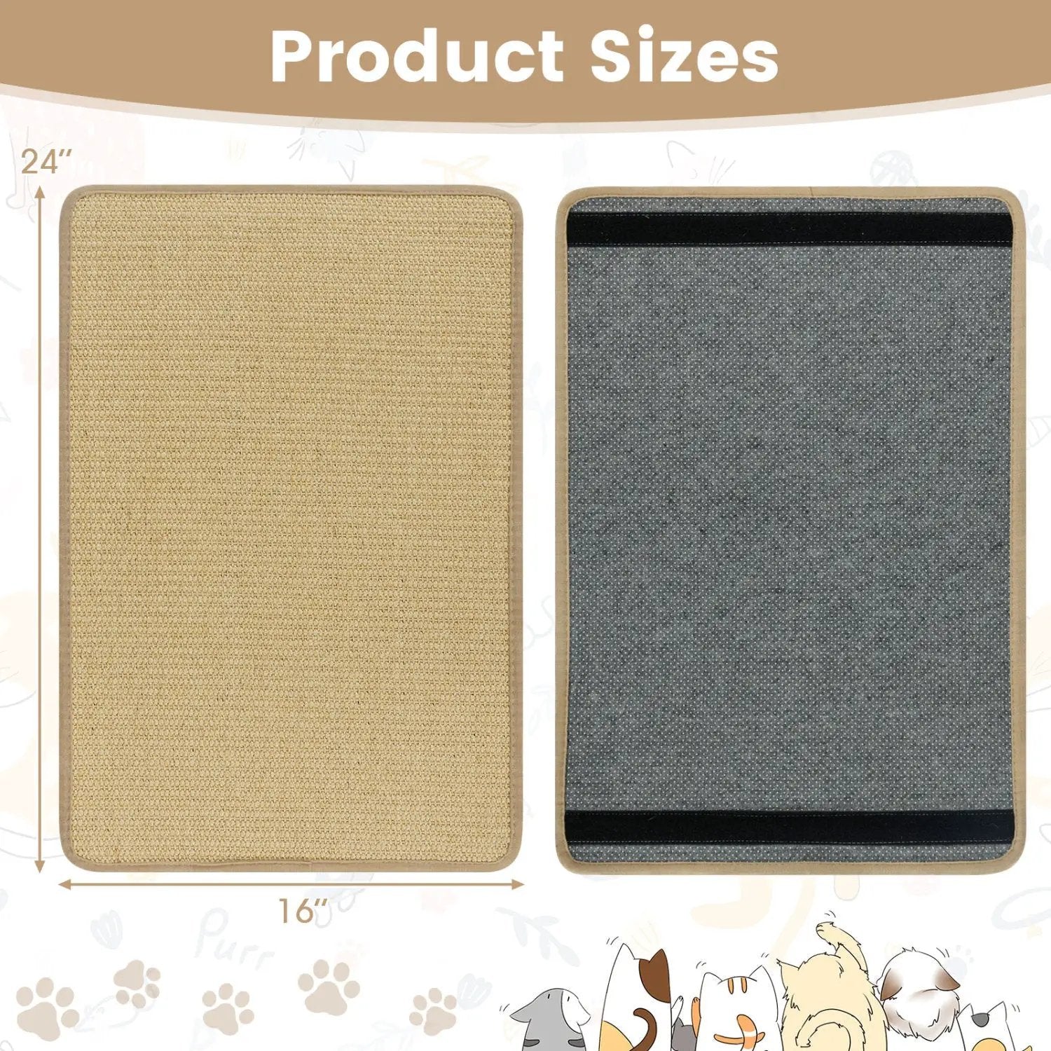 12 Pieces Cat Scratcher Mat Set 24 x 16 Inch Natural Sisal Pads by DirectDeals