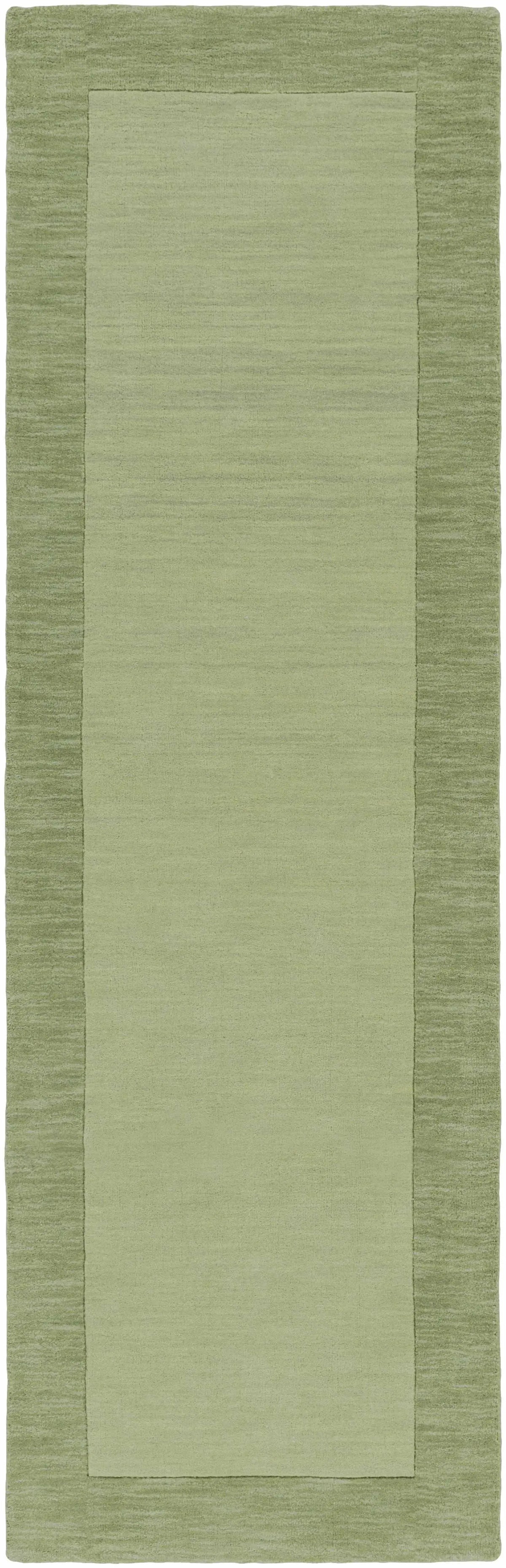Bordered Solid Green Wool Rug, photo 12 of 16