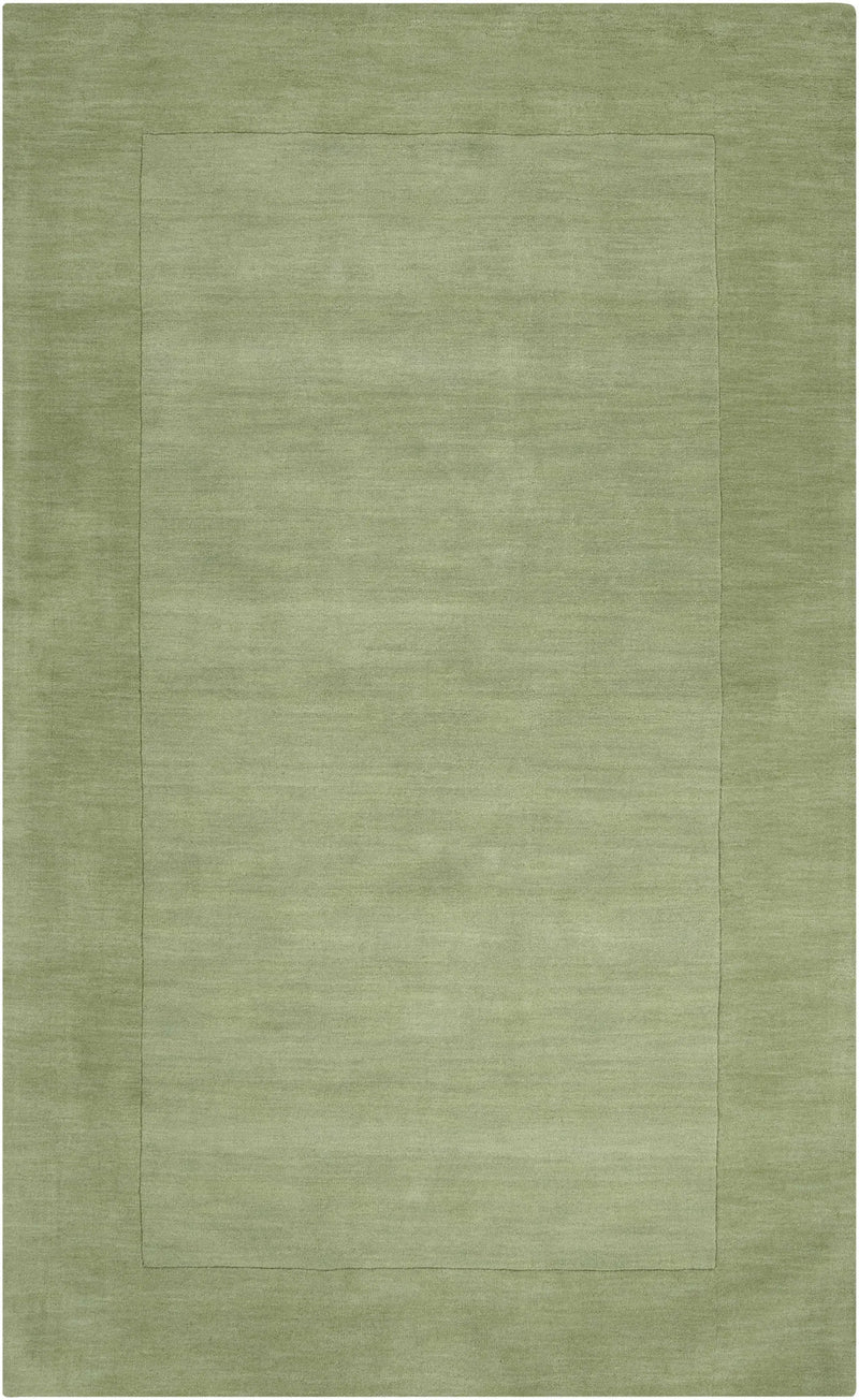 Bordered Solid Green Wool Rug by Boutique Rugs