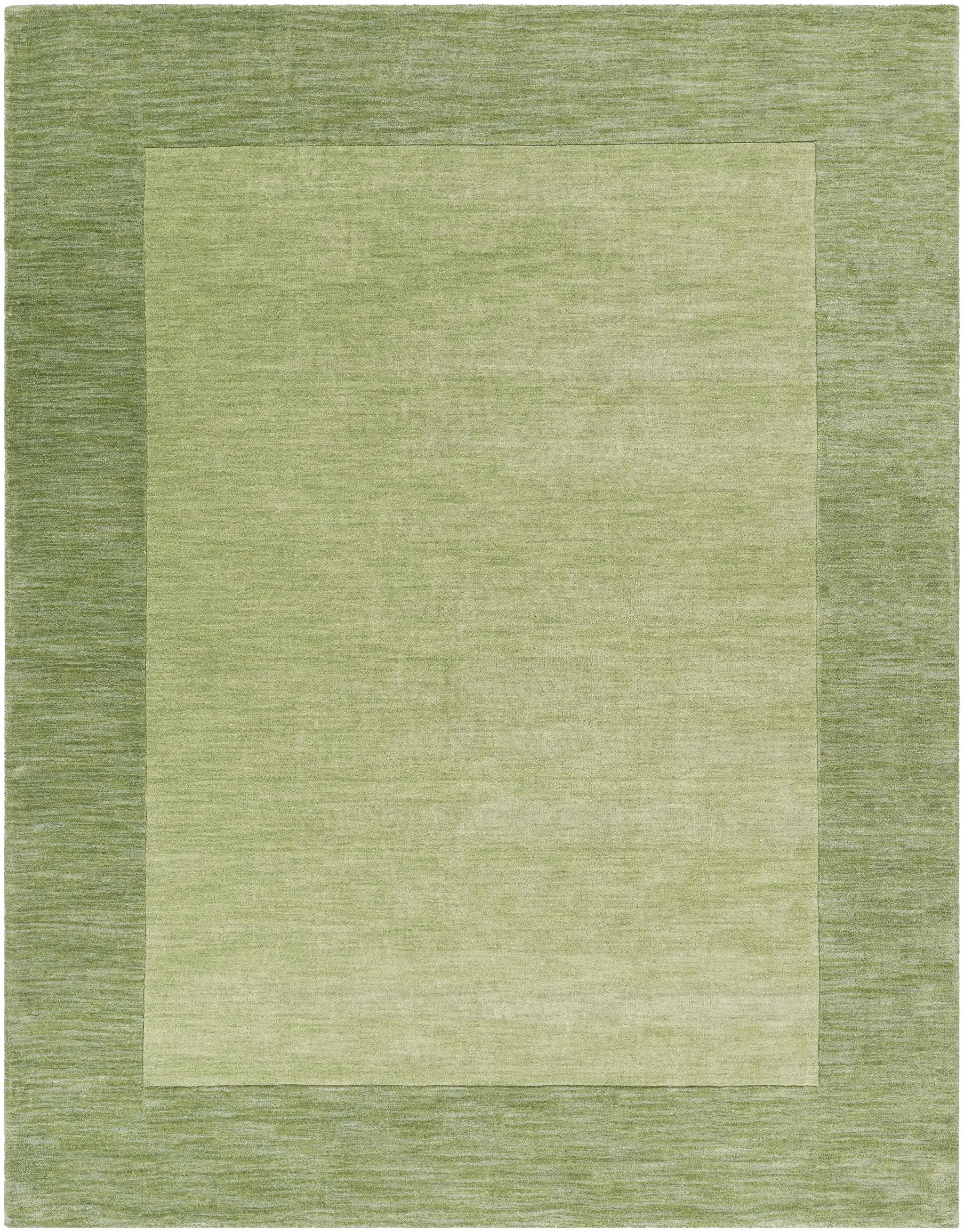 Bordered Solid Green Wool Rug by Boutique Rugs