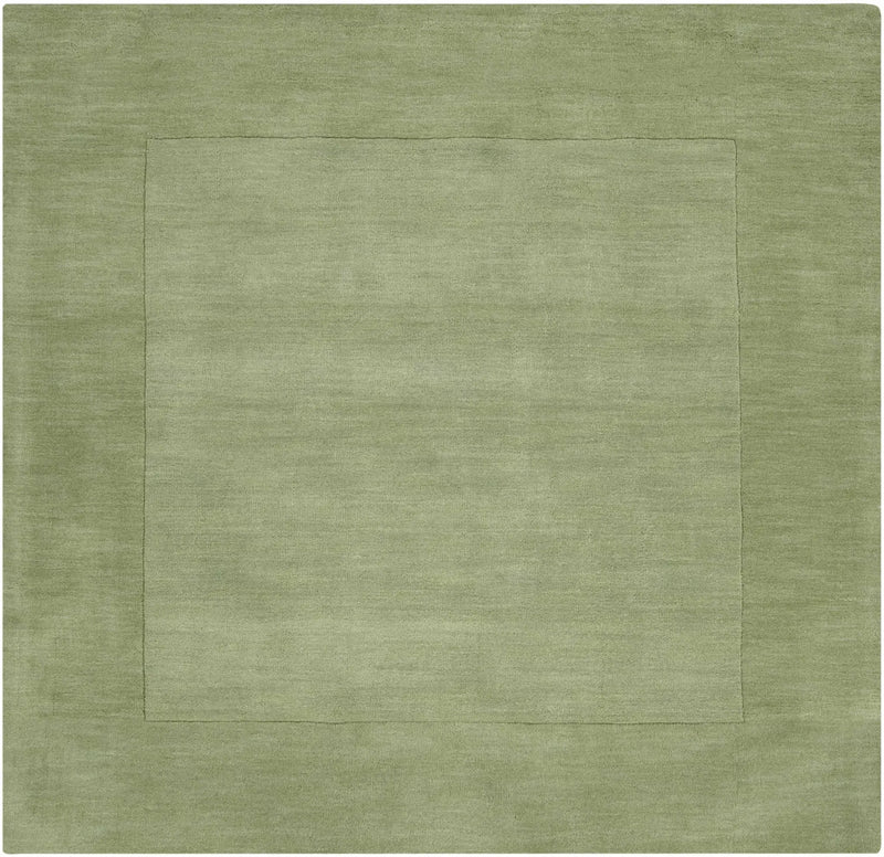 Bordered Solid Green Wool Rug by Boutique Rugs