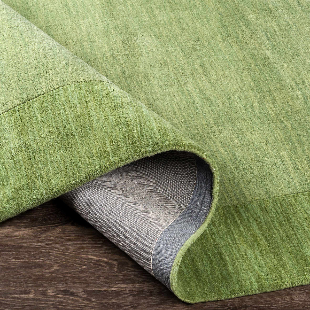 Bordered Solid Green Wool Rug, photo 11 of 16
