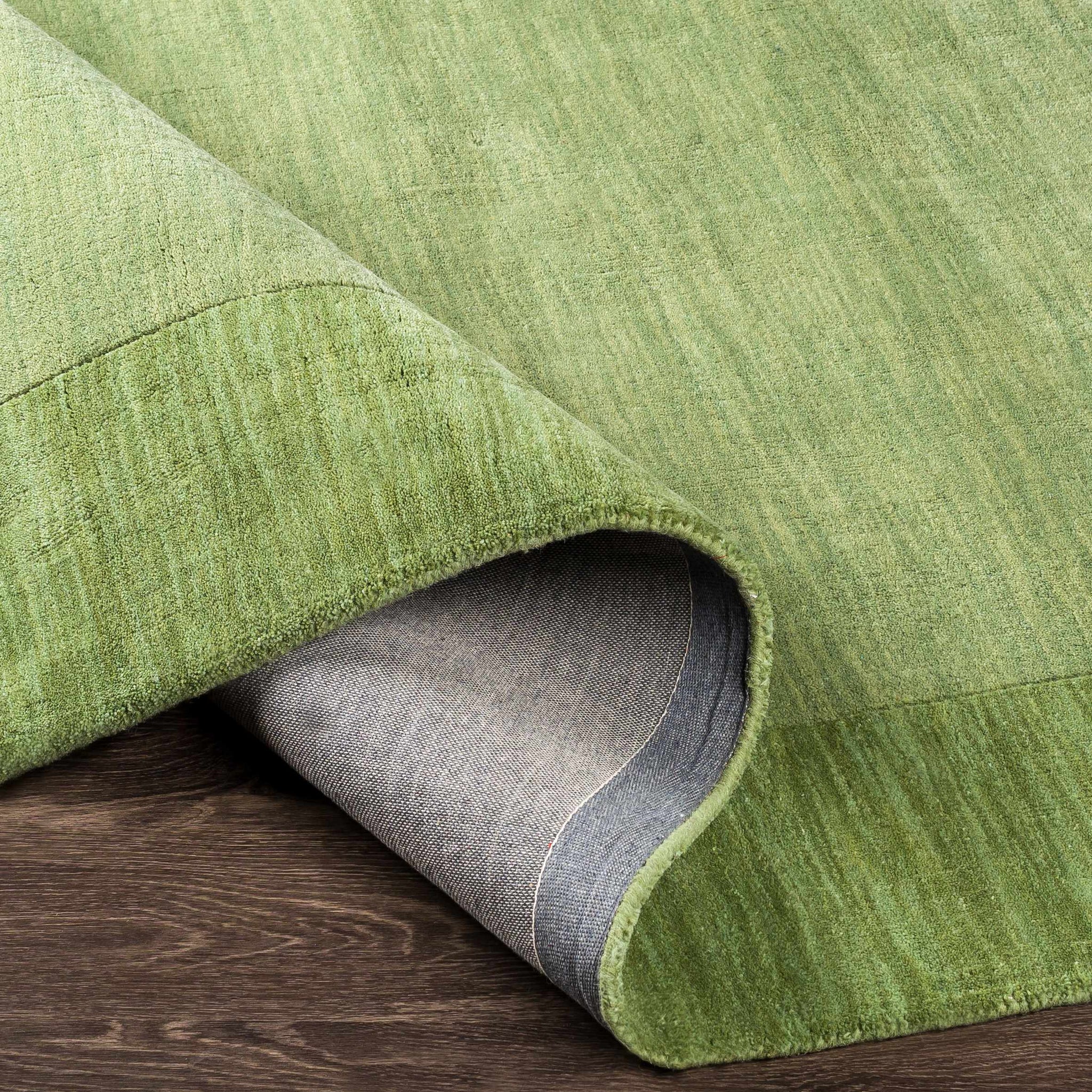 Bordered Solid Green Wool Rug by Boutique Rugs