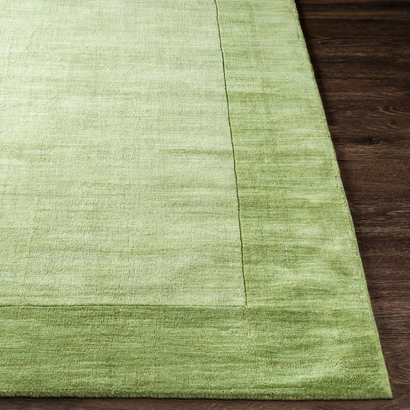 Bordered Solid Green Wool Rug by Boutique Rugs